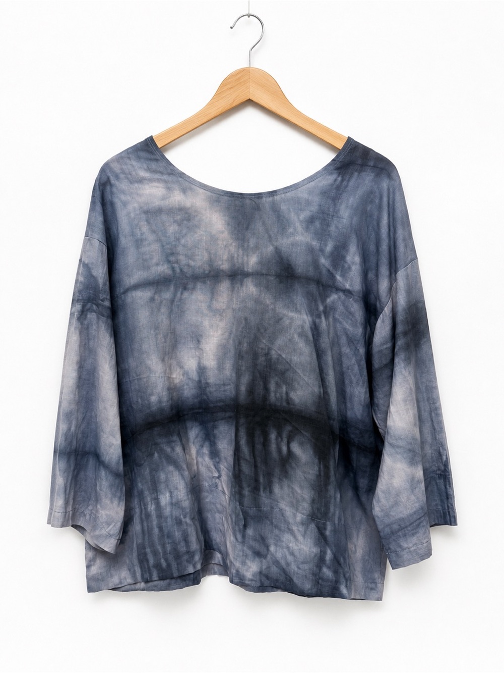 Cotton Linen Lightweight Charcoal Tie-Dye Oversized Dolman Top